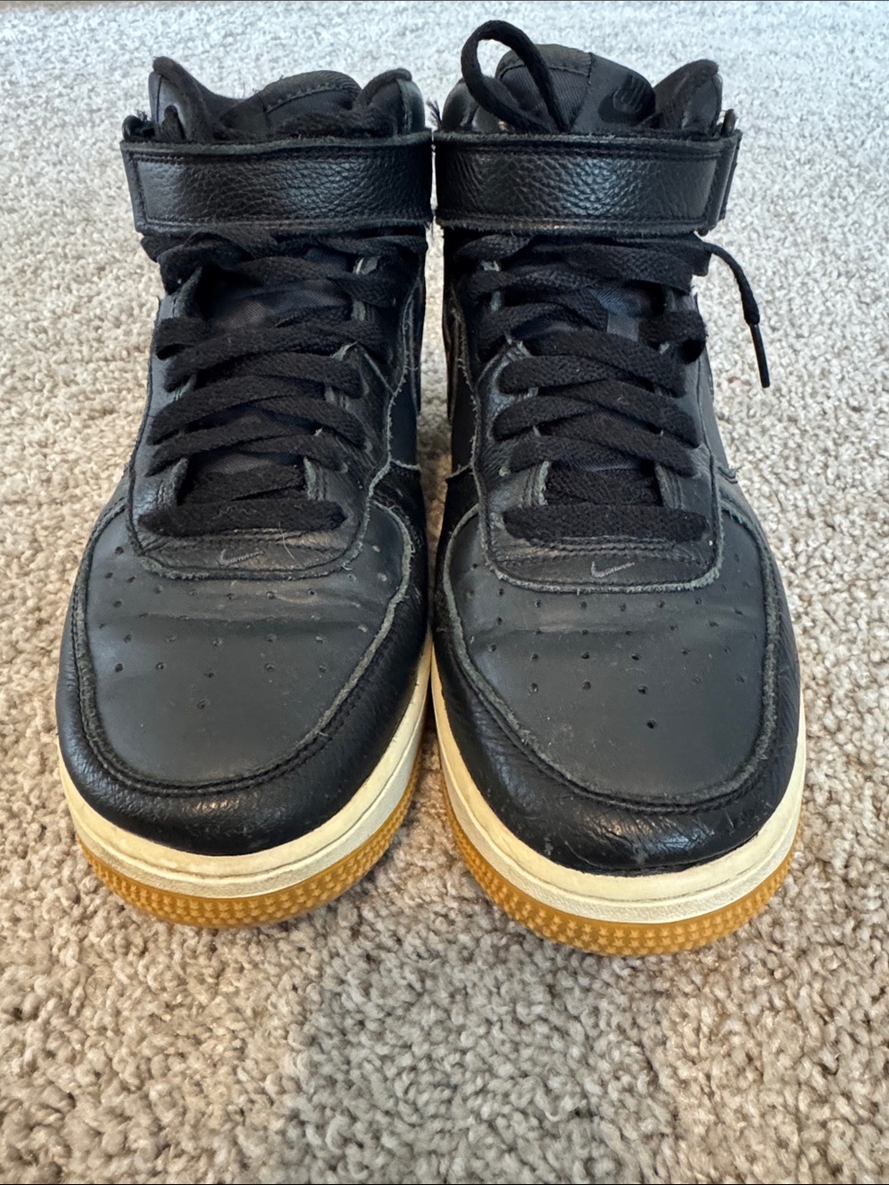 Nike Men’s Black High-Top Sneakers with Off-White Midsole and Gum Outsole